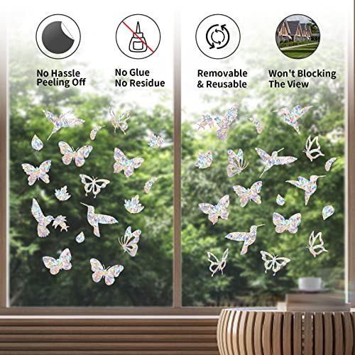 36 Bird Strike Prevention Window Decals - Suncatcher Stickers