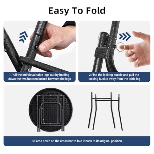 28-Inch Round Folding Cocktail Table, High Top Portable Bar Table