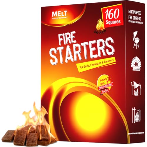 Fire Starter Squares 160 Pack Water Resistant Odorless Wood Charcoal