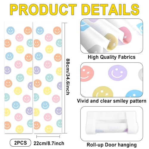 2Pcs Pastel Smile Face Blackout Door Window Shades for Classroom Office