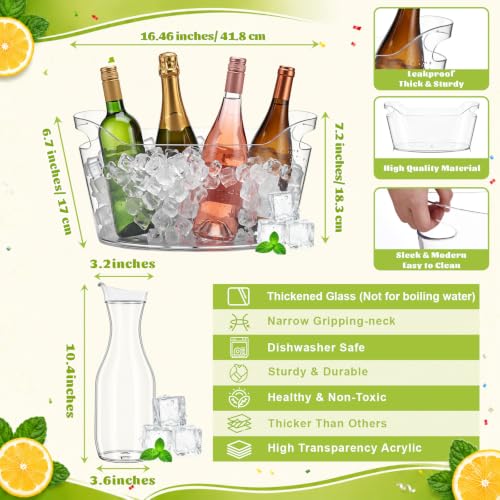 Meekoo 9-Piece Mimosa Bar Set with 6.5L Ice Buckets & Carafes for Parties