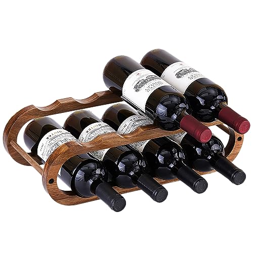 2-Tier Acacia Wood Wine Rack and Water Bottle Organizer for Countertop