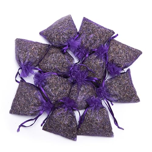 12-Pack Dried Lavender Sachets for Drawers and Closets, Natural Fragrance