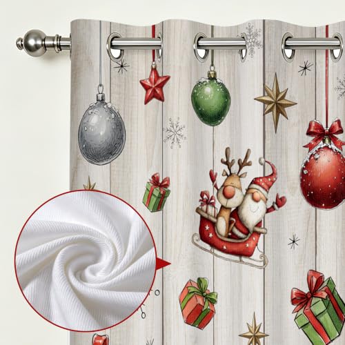 Cusugbaso Santa Deer Christmas Curtains 52W x 96L, Pack of 2