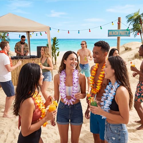 JOYIN 36-Count Hawaiian Leis Bulk - Tropical Silk Flower Party Favors