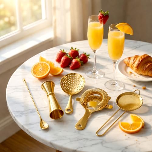 Homestia 5 Piece Cocktail Strainer Set - Gold Stainless Steel Bar Tools