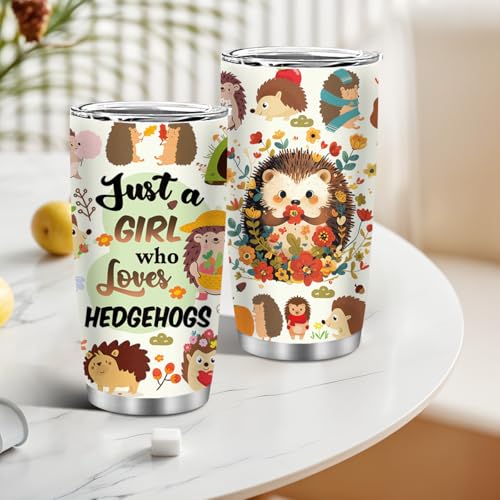 MoYueno Hedgehog Gift 20oz Insulated Tumblers with Straw - Animal Water Bottle for Hedgehog Lovers