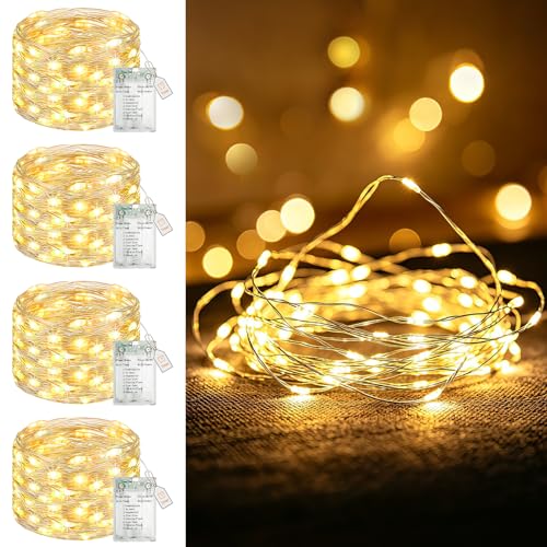 btfarm 4 Pack LED Fairy Lights Battery Operated 16FT Warm White