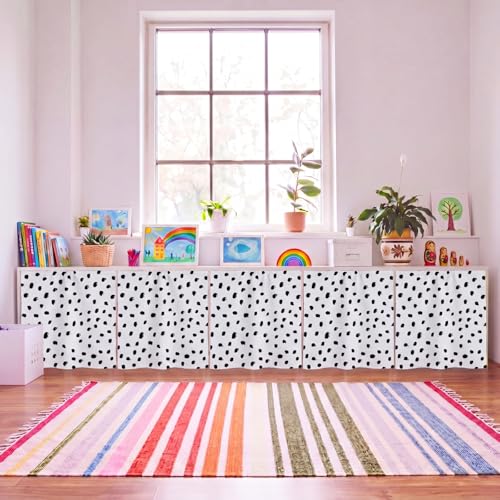 6 Pcs Self-Adhesive Classroom Cabinet Curtains 24 x 24 Inches, Dots Pattern
