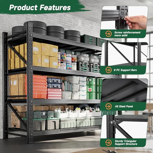 Heavy Duty Metal Storage Shelves 4-Tier Garage Utility Rack 71.3-Inch
