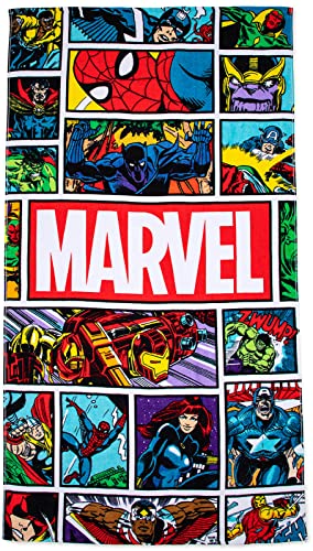 Vintage Comic Superhero Print Large Cotton Bath and Beach Towel 34 x 64