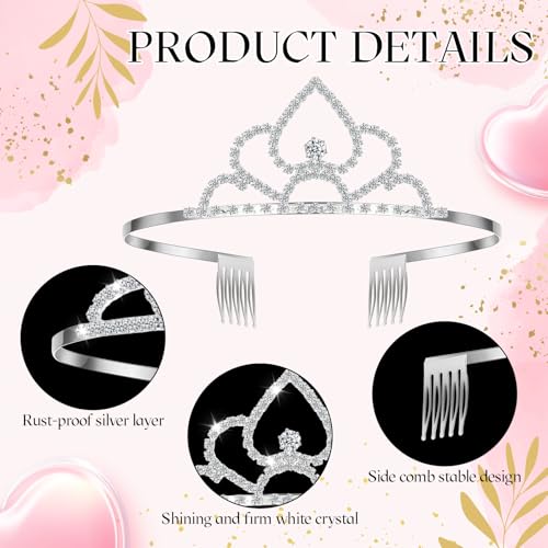 Lyrow Silver Crystal Tiara for Women, 30 Pcs Cute Style Bridal Hair Accessories