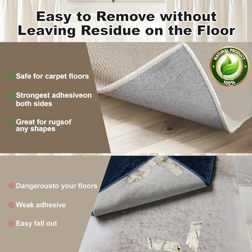 14PCS Non-Slip Rug Grippers for Hardwood Floors - Anti-Curling Adhesive Pads