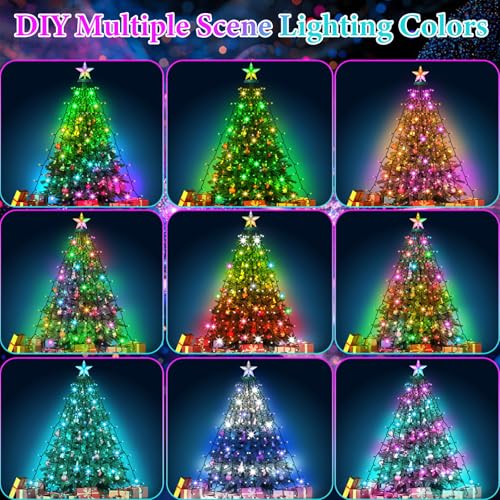 AMIPEPE 394LED Smart Christmas Tree Lights with Star Topper, 6.6ft, App Control, Music Sync, RGB Indoor/Outdoor