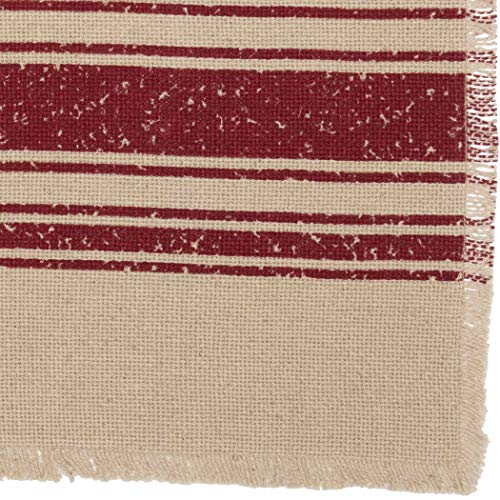 VHC Brands Christmas Burlap Red Stripe Table Runner 13x72 - Holiday Decor