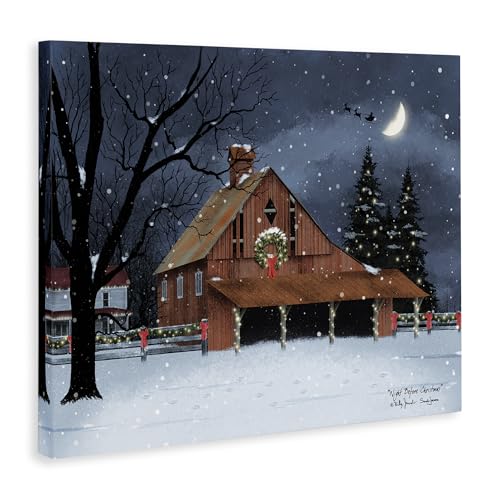 Night Before Christmas Barn 30 x 40 Inch Gallery Wrapped Canvas — Unframed, 40L x 30W