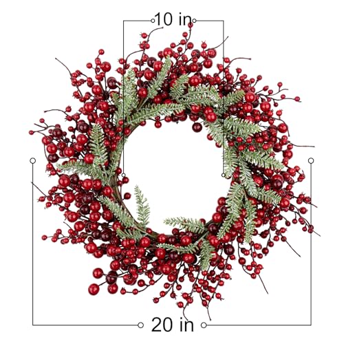 Yawwind Red Christmas Wreath 20 Inches Farmhouse Holiday Decor Front Door