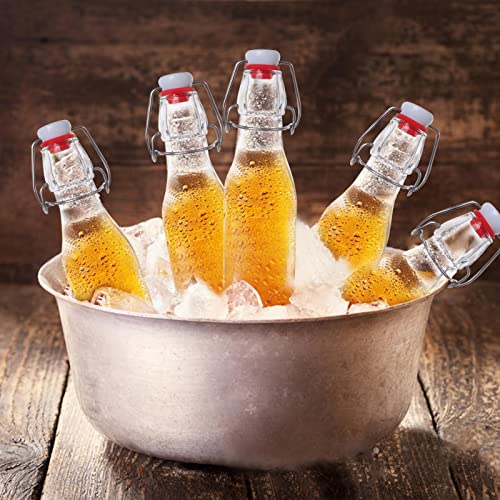 12 Pack 8.5oz Swing Top Glass Bottles, 250ML Square Bottles with Airtight Stoppers for Kombucha and Home Brewing