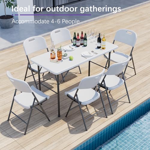 4-Foot Folding Picnic Table with Mesh Bag, Portable Heavy-Duty Utility Table