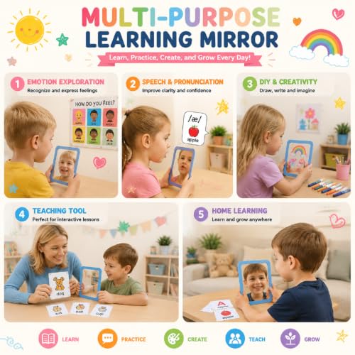 10-Pack 6x4 Inch Shatterproof Acrylic Mirrors for Kids and Classrooms
