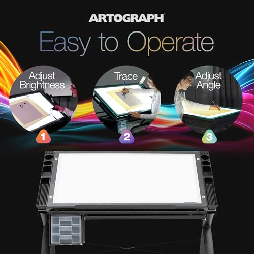 Artograph Futura Light Tracing Table with Storage Drawers - Adjustable LED Workspace