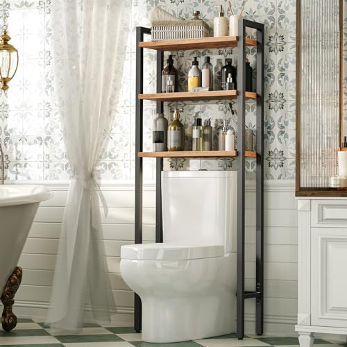 3-Tier Over-the-Toilet Storage Shelf, Rustic Bathroom Organizer Rack