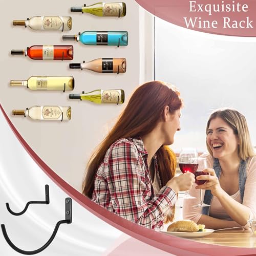 Wall Mounted Wine Rack - 6-Piece Metal Hanging Bottle Holder Set