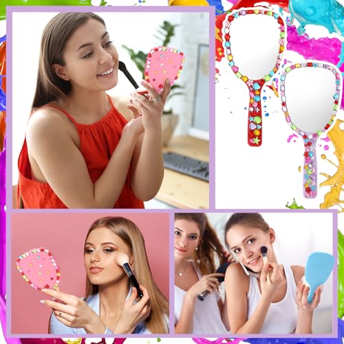 24 Pcs DIY Hand Mirror Craft Kit for Kids with Diamond Stickers