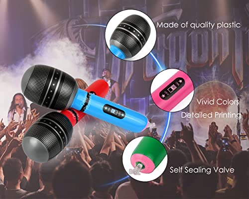 Inflatable Microphone Party Favors - 10-Inch Blow Up Props, 6 Pack