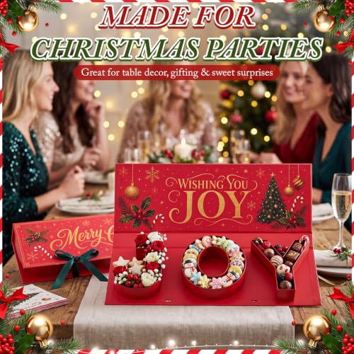 JOY Christmas Gift Box - Red, Gueevin Festive Candy Display