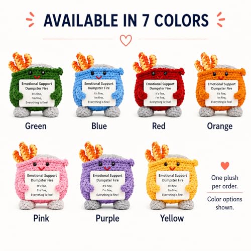 Emotional Support Dumpster Fire Crochet Plush Desk Decor Gag Gift