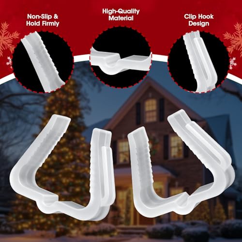 Hydream 100Pcs Christmas Light Clips Hooks for Outdoor Roof Eaves Gutter - White