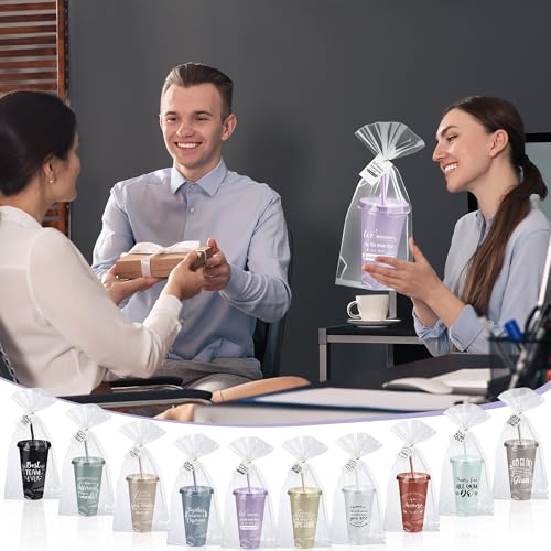 Skylety Employee Appreciation Gift Set Bulk with 30 Dark Colors Tumblers & Cards - Tribute Edition