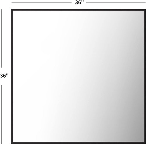 LOAAO Black Rectangle Bathroom Mirror - 36" x 36" Matte Aluminum Frame, Tempered Glass, Versatile Hanging Options