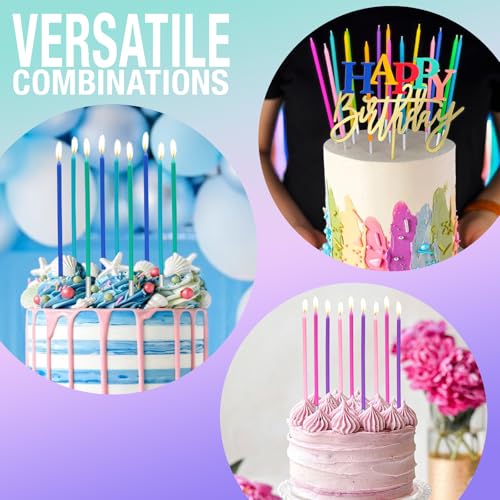 40 Rainbow Birthday Candles - 5.5” Tall, Smokeless & Unscented