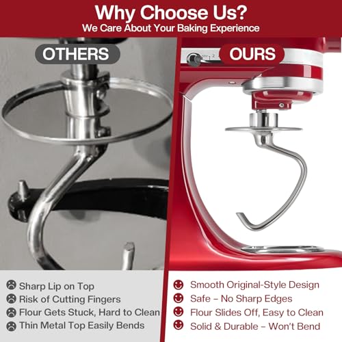Stainless Steel Dough Hook for 4.5-5 Quart Tilt-Head Stand Mixers