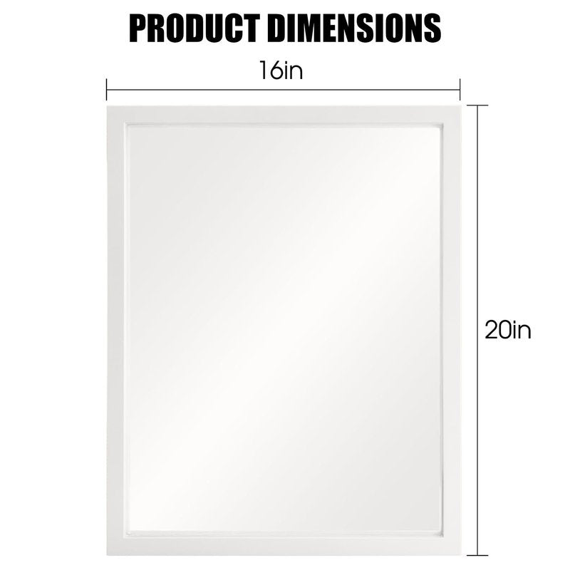 VASUHOME Rustic Wood Mirror for Wall- 16x20 Inch - Handcrafted Farmhouse Decor Mirror - Perfect for Bathroom, Bedroom, Entryway, Living Room, White