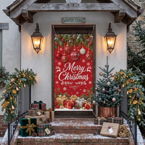 Merry Christmas Door Cover for Front Door 35x71 Inches - Holiday Decoration - Variation of THIS listing