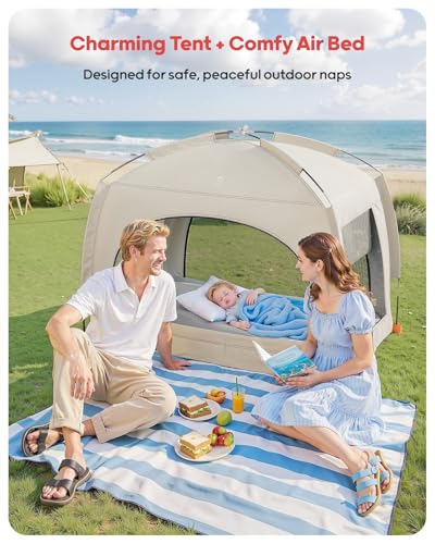Portable Inflatable Kids Air Mattress with Pop-Up Tent - Travel Toddler Bed