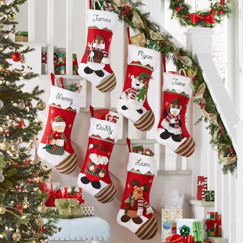 Personalized Christmas Stocking with Embroidered Name - 3D Plush Fox