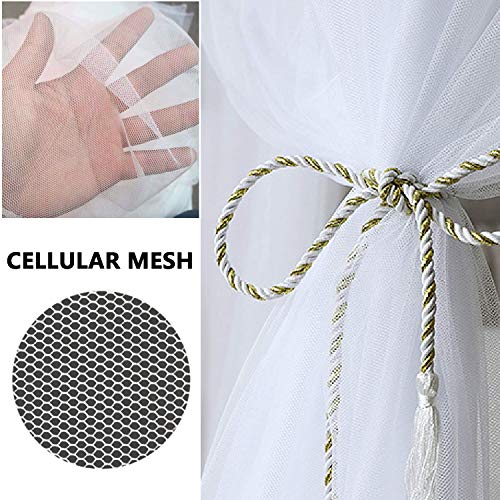 White Bed Canopy Mosquito Net - 4-Post Canopy Curtains for Full Queen King Beds
