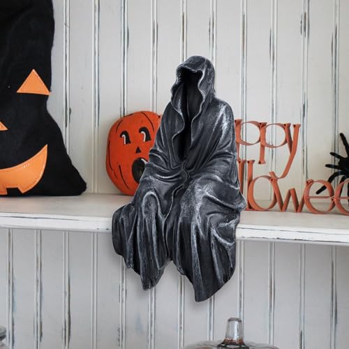 Gothic Black Robe Resin Statue, 5-Inch Creepy Figurine for Home Decor