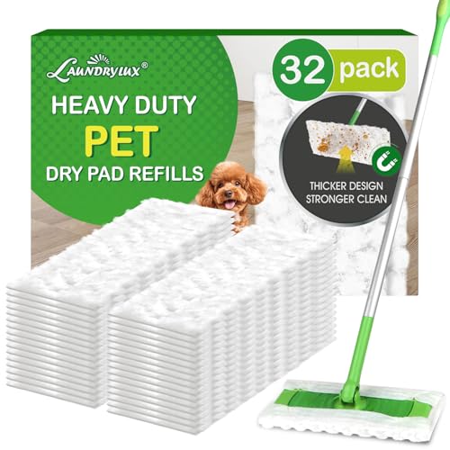 Heavy Duty Dry Sweeping Cloths - 32 Count Multi-Surface Mop Refill Pads
