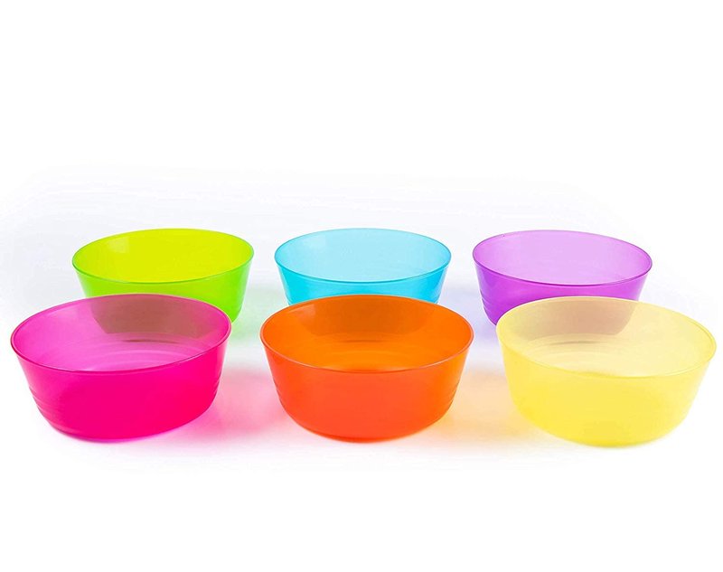 Cuddly Hippo Kids Plastic Dinnerware Set of 24 Multi Color Bowls - Reusable, BPA-Free, Dishwasher Safe and Microwaveable