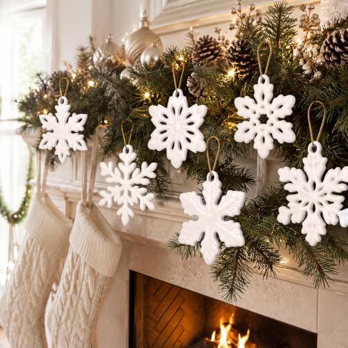 12 Pcs Christmas Resin Snowflake Ornaments for Tree & Holiday Decor