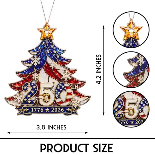250th Anniversary USA Christmas Ornament - Patriotic American Flag Keepsake