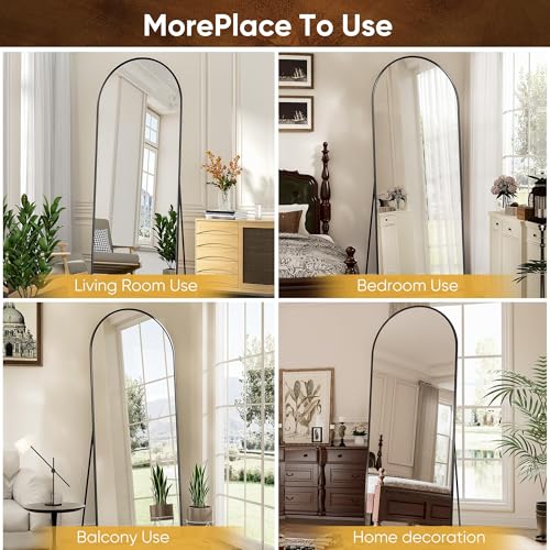 Arched Full Length Floor Mirror 71"x28" Black Metal Frame Wall Mount