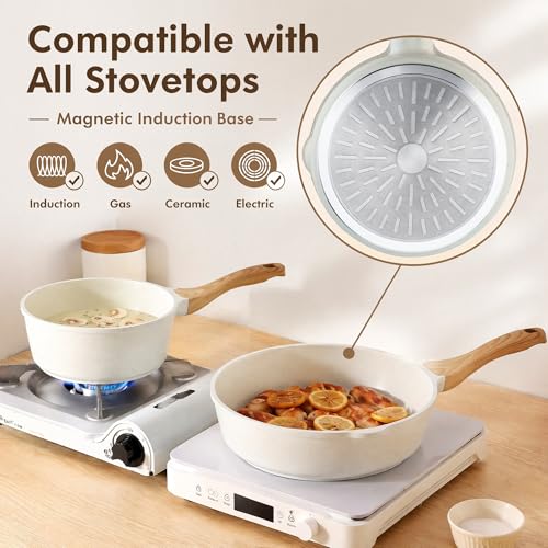 13-Piece Nonstick Ceramic Cookware Set - Non-Toxic Pots and Pans Set