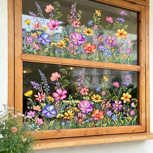 Wildflower Window Clings - Colorful Floral Stickers for Glass
