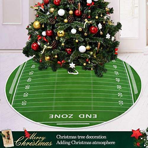 American Football Field Christmas Tree Skirt - 35.4 Inch Soft Polyester